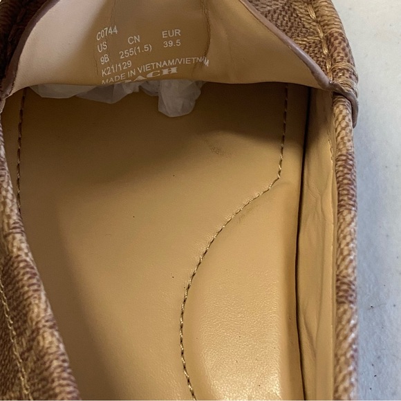 COACH Marley Driver Brown Gold Signature Logo/Leather/Tan 9 US Woman’s Loafer - Picture 3 of 12